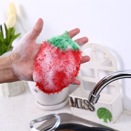 Korean Creative Hand Crochet Strawberry Acrylic Dish Towel Kitchen Cleaner Stain Remover Factory Wholesale