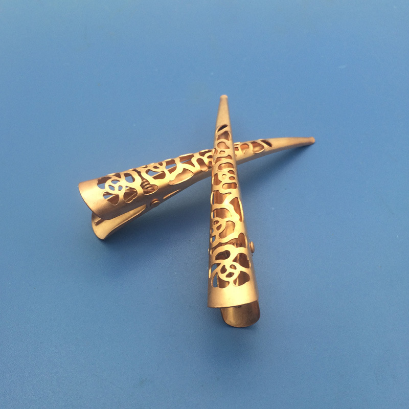 韩版diy发饰配件头饰现货批发鹤嘴鸭嘴夹牛角夹牡丹花红铜8cm