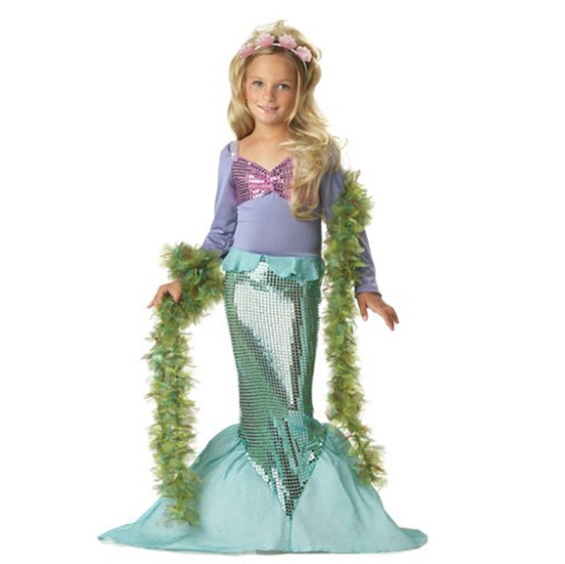 Vestido de sirena para niñas de Navidad 2018 Comercio exterior vestido de noche de manga larga vestido de lentejuelas para niños vestido de princesa