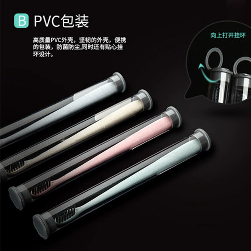 Зубная щетка Beihe, портативная зубная щетка из пшеничной соломы с одной трубкой, углеродистые волосы, мягкие волосы для взрослых, зубная щетка