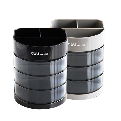 Deli Multifunctional Pen Holder Office Business Plastic Pen Holder Pen Holder Desktop Ornament Student Office Pen Bucket Creative