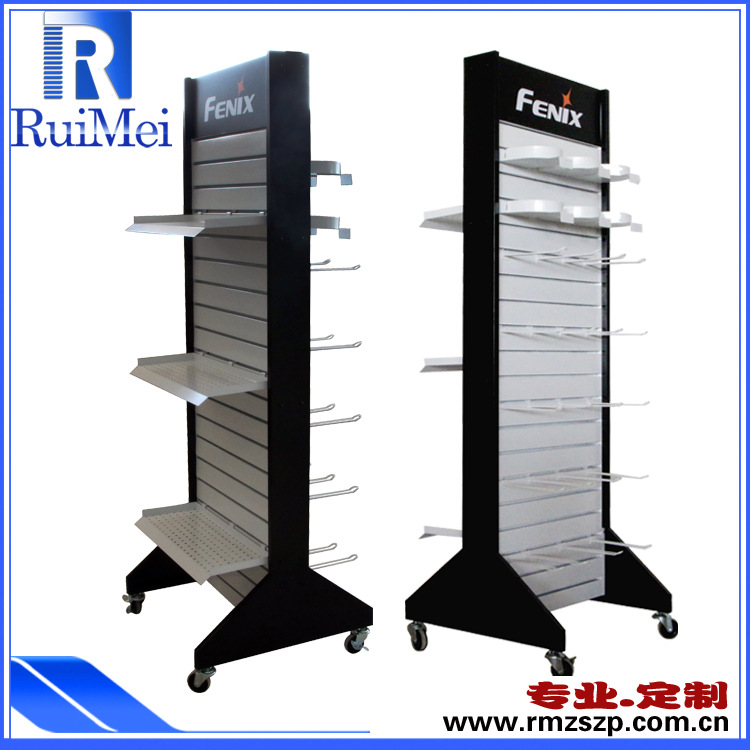 加工生产金属可拆装移动头灯槽板展架落地多层槽板挂钩展示挂架