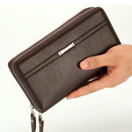新款时尚商务男士钱包长款拉链手拿包多功能手抓包零售钱包手机包