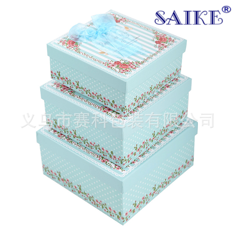 现货批发方形天地盖3件套礼品套盒方形三件套圣诞礼品盒厂家批发
