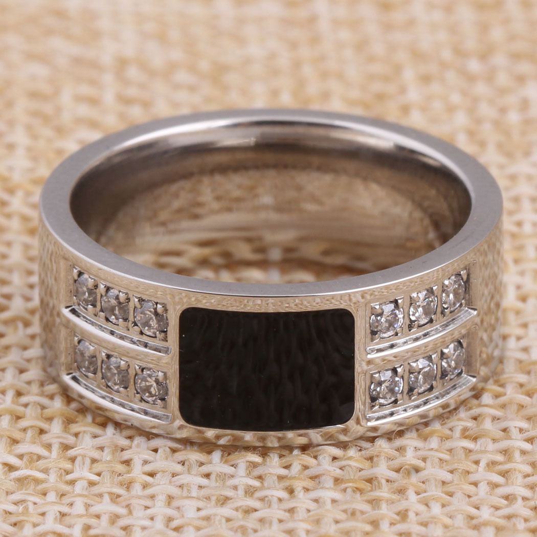 black ring with zircon