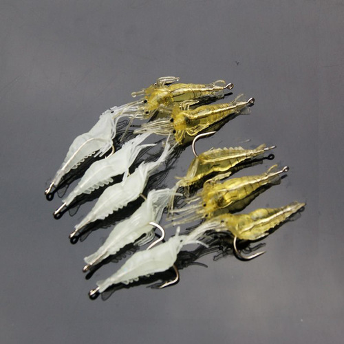 Wholesale bionic glow-in-the-dark fake shrimp lure 4cm soft shrimp with hook fishy smell fake lure lure tip-up bait