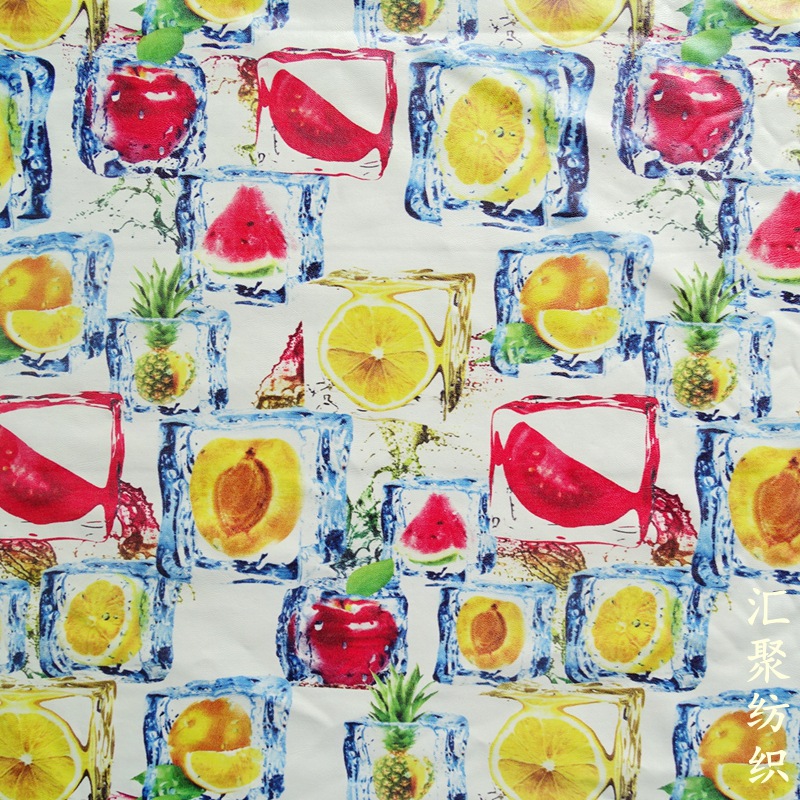 弱溶剂印花 皮革数码印花 湿法革印花  印花水果 服装革印花面料