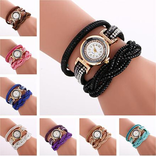 Wish AliExpress foreign trade hot selling ladies winding watch Korean velvet diamond fashion bracelet watch quartz watch