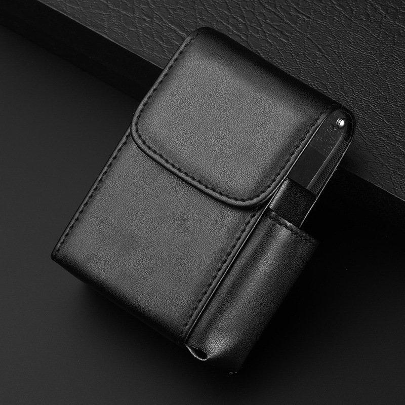 Estuche de Cigarrillos Metálico al por Mayor con Encendedor, Paquete de Cigarrillos de Cuero, Tapa Abatible, Caja de Cigarrillos para 20 Unidades, Estuche de Cigarrillos con Empaque de Caja Completa