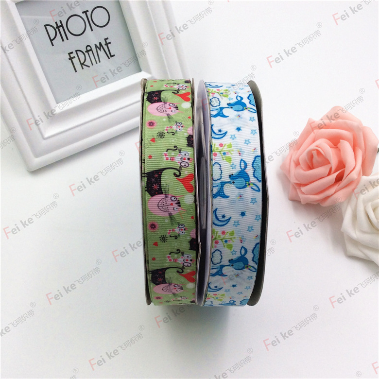 2.5cm热转印彩带高密螺纹丝带动物系列绸带礼品婚庆烘焙包装织带