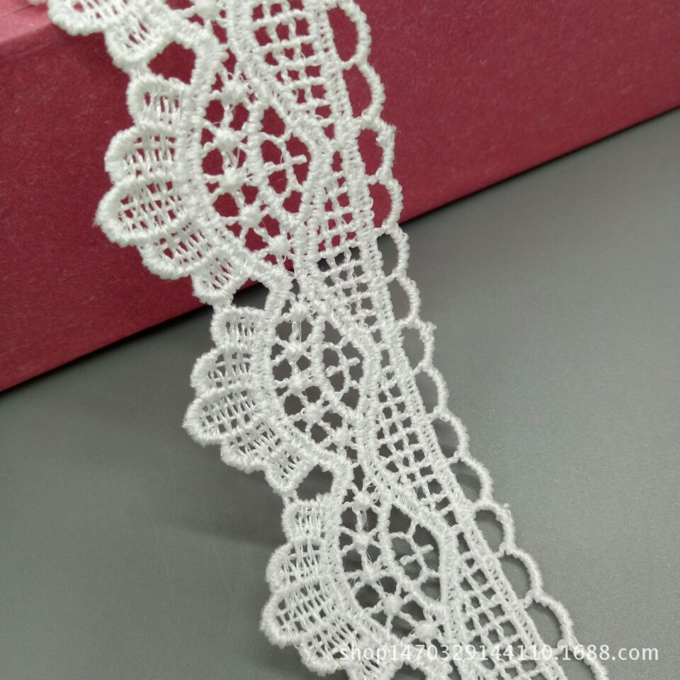 刺绣厂家直销现货批发3cm涤光丝水溶花边黑白色现货欢迎拿样