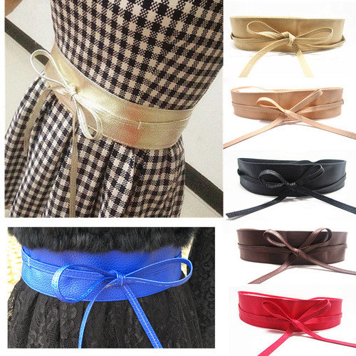 New Decorative Wide Belt for Women, Simple and Versatile Wide Waist Closure Fashion Accessory Belt, with Bow Ties to Match Skirts