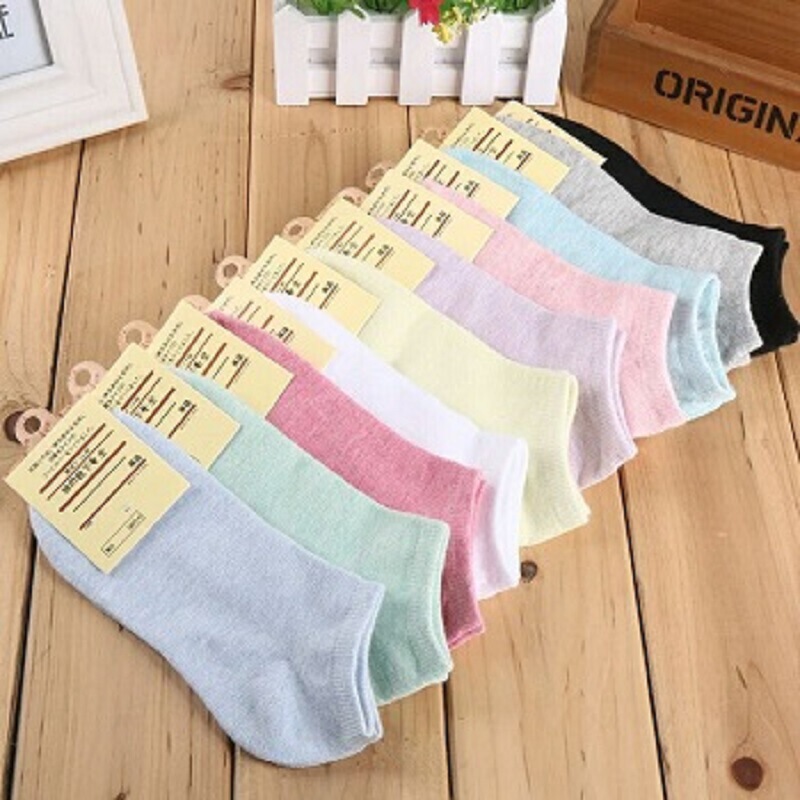 Homemade Solid Color Women's Socks Colored Cotton Candy Color Boat Socks Stall Socks Women's Socks