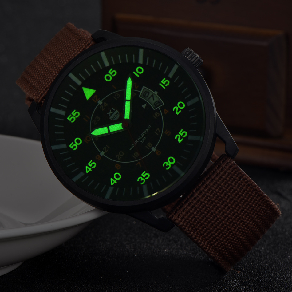 AliExpress reloj para hombre nueva moda cinturón de nylon regalo reloj militar calendario luminoso reloj de cuarzo para hombre entrega de una sola pieza