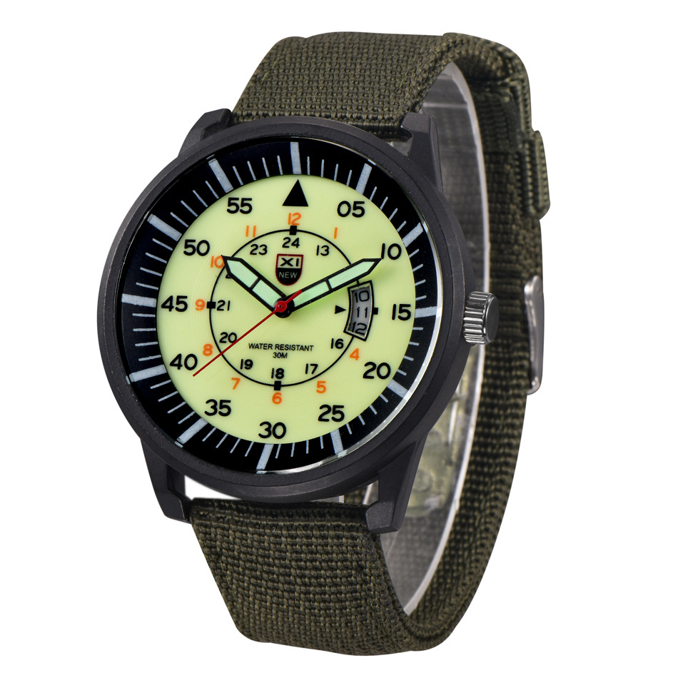 AliExpress reloj para hombre nueva moda cinturón de nylon regalo reloj militar calendario luminoso reloj de cuarzo para hombre entrega de una sola pieza