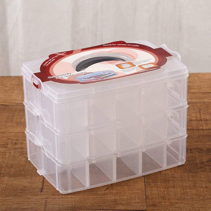 Большой трехслойный портативный пластиковый ящик для хранения, Съемный сетчатый ящик для хранения детских игрушек, ящик для инструментов для ювелирных изделий