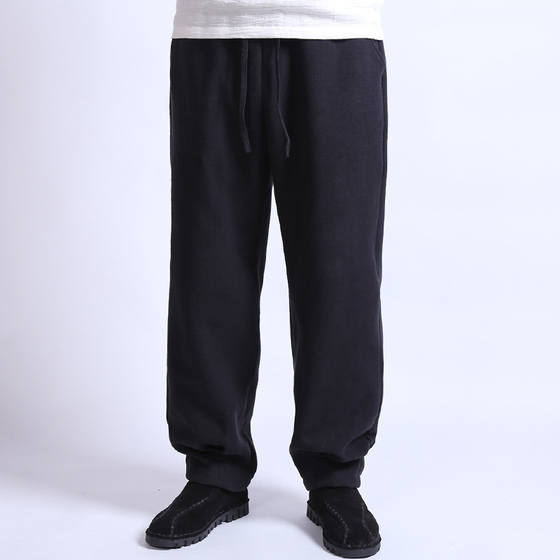 中国风男装裤秋冬季加绒加厚休闲裤宽松大码长裤男裤