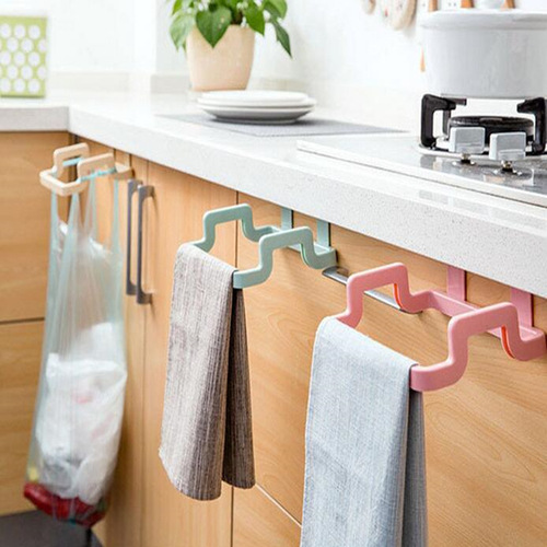 Kitchen door back portable garbage bag holder household cabinet door back rag hanger garbage rack