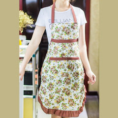 廠價直供新款韓版加厚桃皮絨荷葉邊廚房圍裙家居時尚花邊公主圍裙