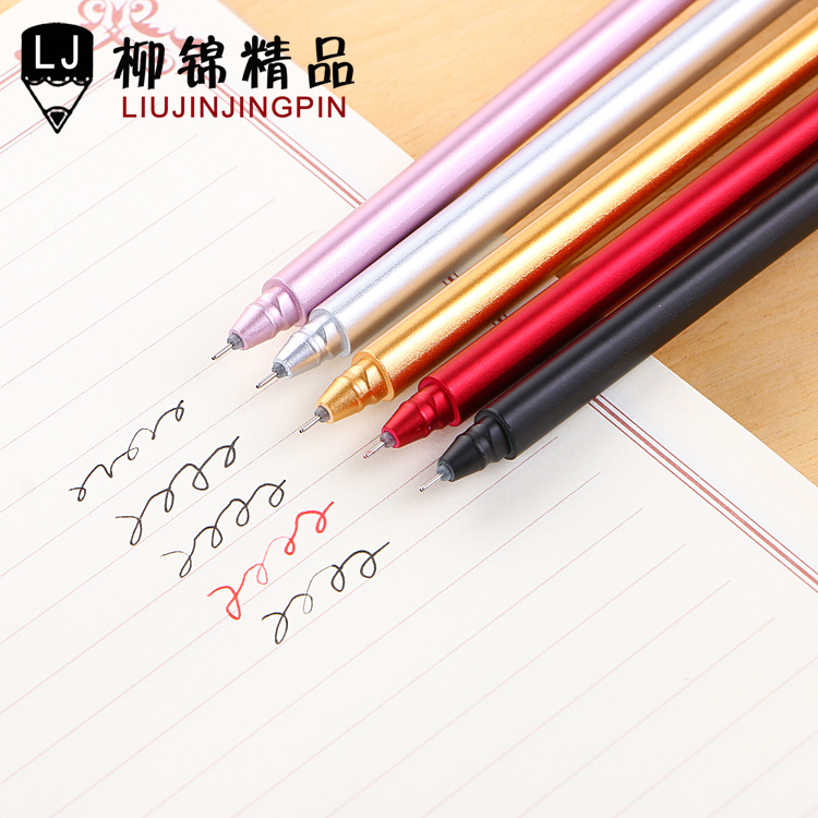 Corea del Sur papelería pluma de gel metálico papelería examen triángulo creativo sensación de metal pluma a base de agua