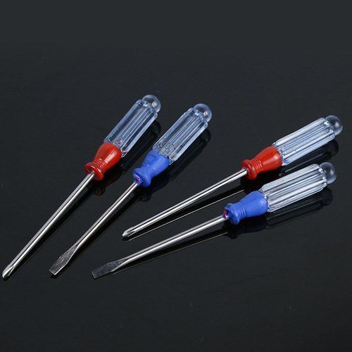 Small screwdriver Slotted cross mini 3mm small screwdriver 3*75mm spray-painted transparent crystal handle screwdriver