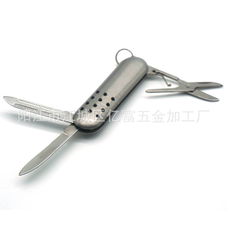 麻点3开多功能小刀不锈钢多用折叠小刀便携带钥匙扣小刀