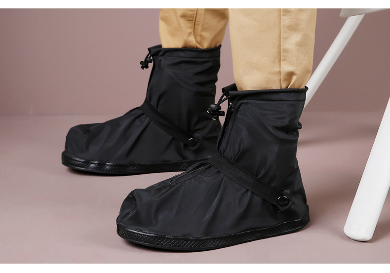 Yuyisi cubierta de suela gruesa cubierta corta a prueba de lluvia cubierta de zapato a prueba de lluvia negra pura de corte bajo entrega de una pieza