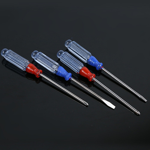 Small screwdriver Slotted cross mini 3mm small screwdriver 3*75mm spray-painted transparent crystal handle screwdriver