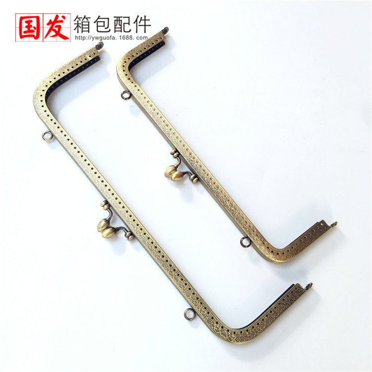 25 30cm cuadrado piezas de automóvil en relieve boca de oro cabeza de capullo de bronce clásico de gran tamaño accesorios de bolsa de oro