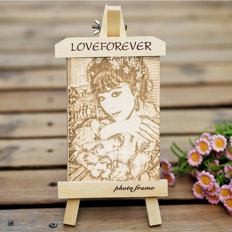 Solid Wood Photo Frame Wood Carving Small Easel Set Table Modern Creative Company Gift logo Desktop Ornaments Photo Rack
