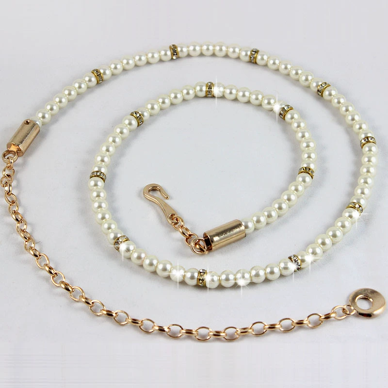 Chain from pearl, fashionable decorations, universal accessory, belt, Korean style