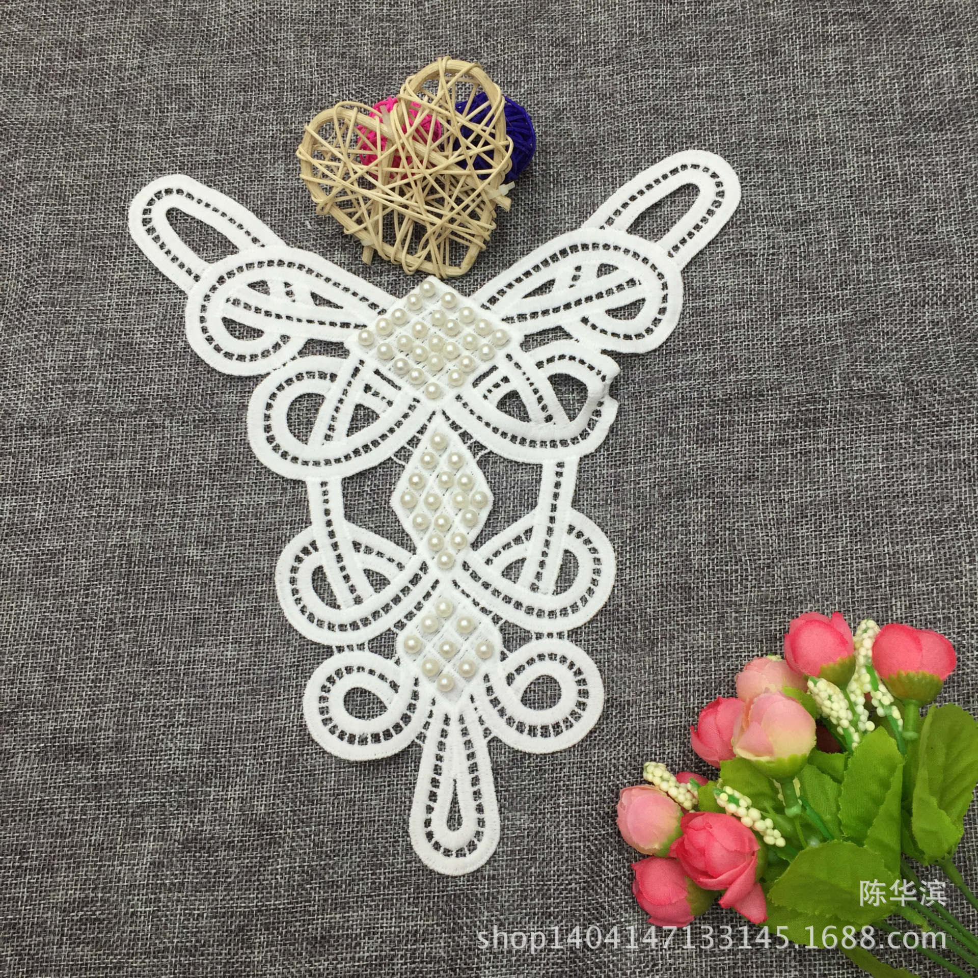 爆款服装辅料 时尚钉珠涤纶丝领花 diy女装童装配饰 厂家直销现货