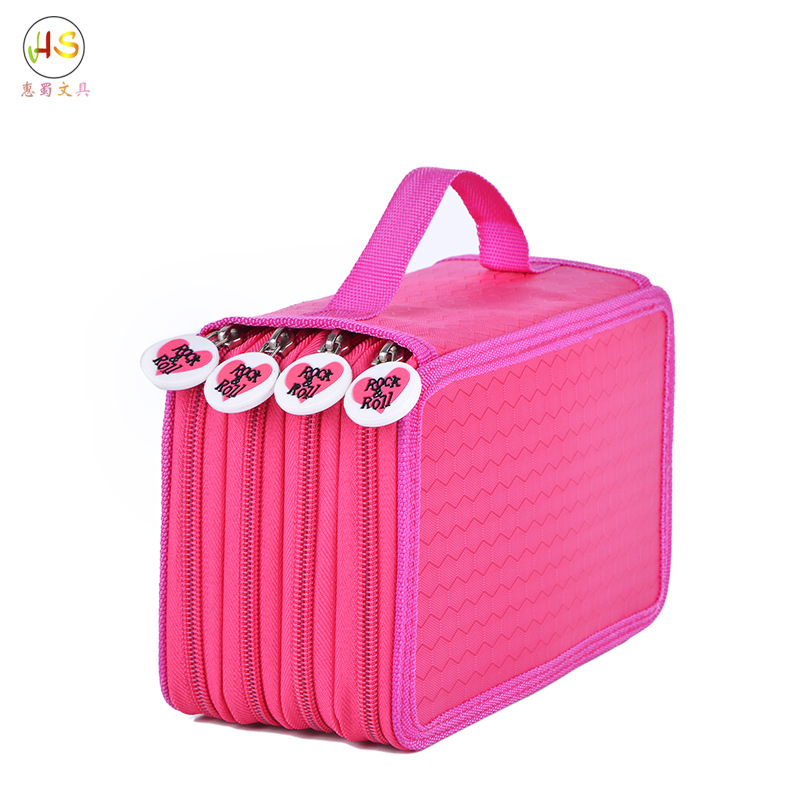 Oxford tela multi-caja de lápiz de la capa caja de papelería portátil de gran capacidad boceto relleno de color 72 agujero lápiz caso agente al por mayor