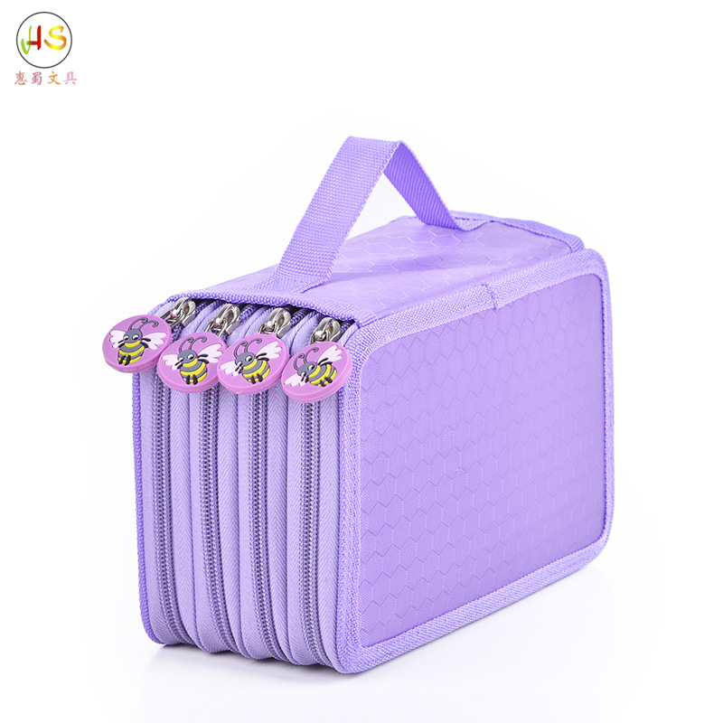 Oxford tela multi-caja de lápiz de la capa caja de papelería portátil de gran capacidad boceto relleno de color 72 agujero lápiz caso agente al por mayor