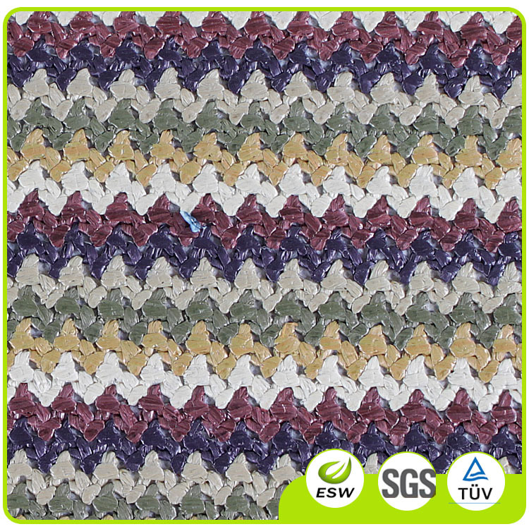 专业批发炫彩PP草特殊环保面料 仿皮革草编织面料 户外抱枕