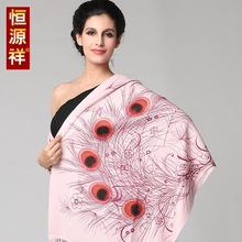 恒源祥山羊绒围巾秋冬季加厚保暖双面印花女士羊绒大披肩SAR005-5