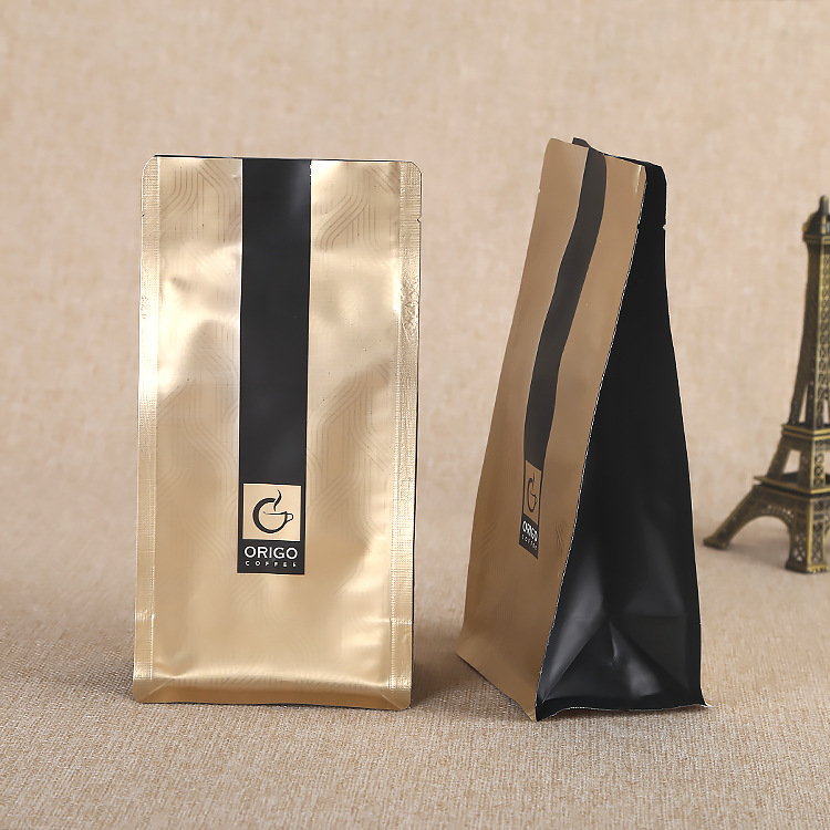 八边封咖啡食品袋自立自封袋三边封铝箔袋复合卷膜真空袋拉链