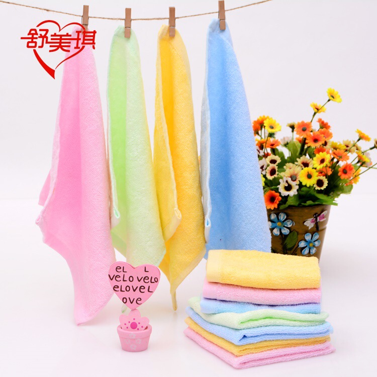 Bamboo Fiber Square Towel 25*25cm Baby Saliva Towel Kindergarten Children's Small Towel Can Be Embroidered with Logo, Absorbs Water Quickly