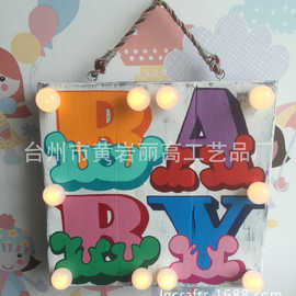 木制家具彩色装饰灯 儿童印刷字母灯