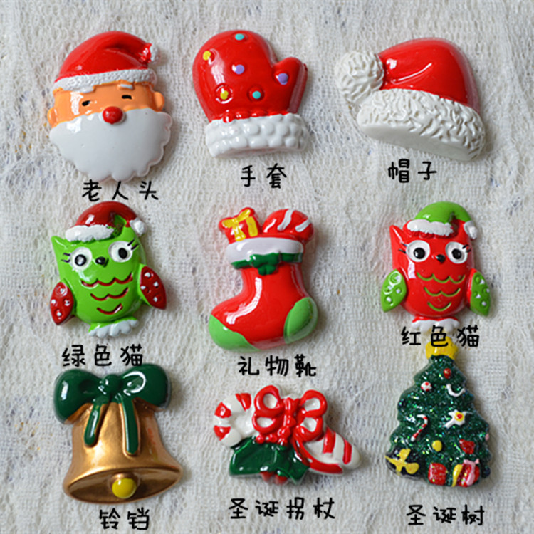 A Christmas ornament accessories Christmas Snowman donut resin accessories diy handmade children's hair rope hairpin accessories