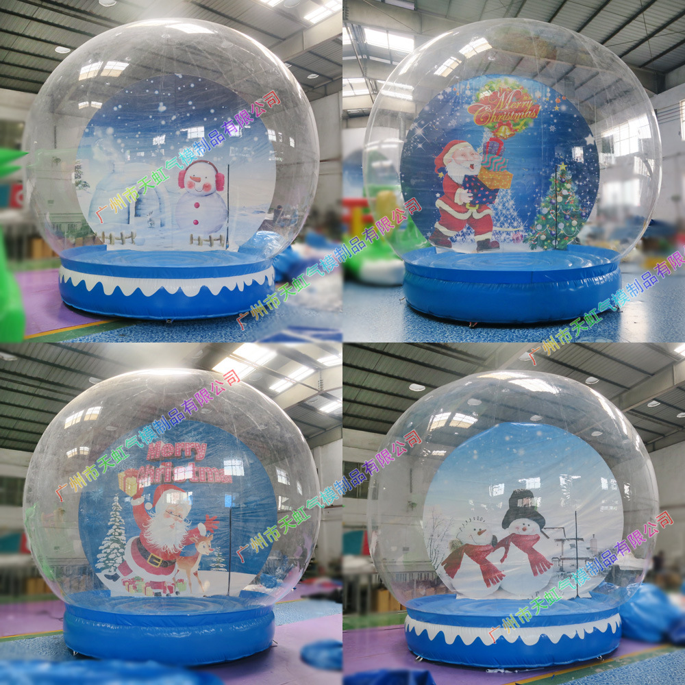 网红充气雪花球商场装饰布置充气圣诞雪花球供应充气圣诞老人雪人