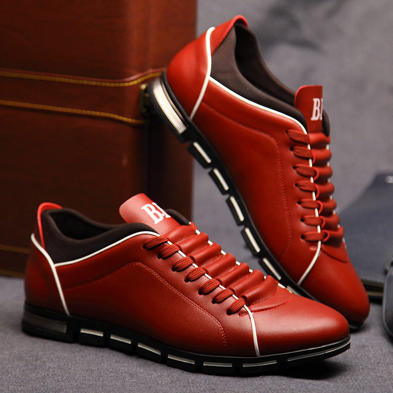 Giày thể thao nam sneaker phong cách Hàn Quốc cổ thấp, đế phẳng, dây thun co giãn, size lớn 38–48 — Giày một lớp màu nâu, Giày một lớp màu xanh lam, Giày một lớp màu đen, Giày một lớp màu đỏ