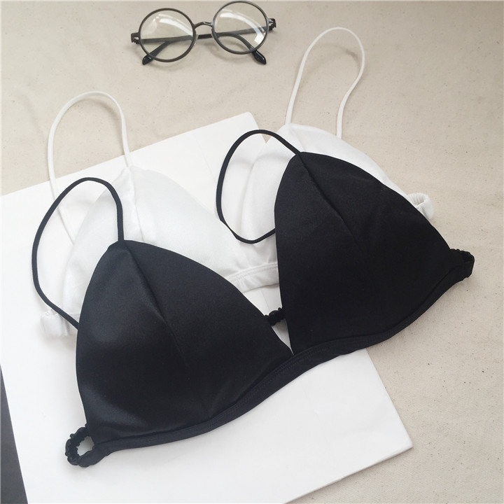 Europa y América sexy bikini Correa tubo superior delgada correa de hombro pequeño sujetador elástico belleza espalda profunda V envuelto pecho ropa interior para mujeres