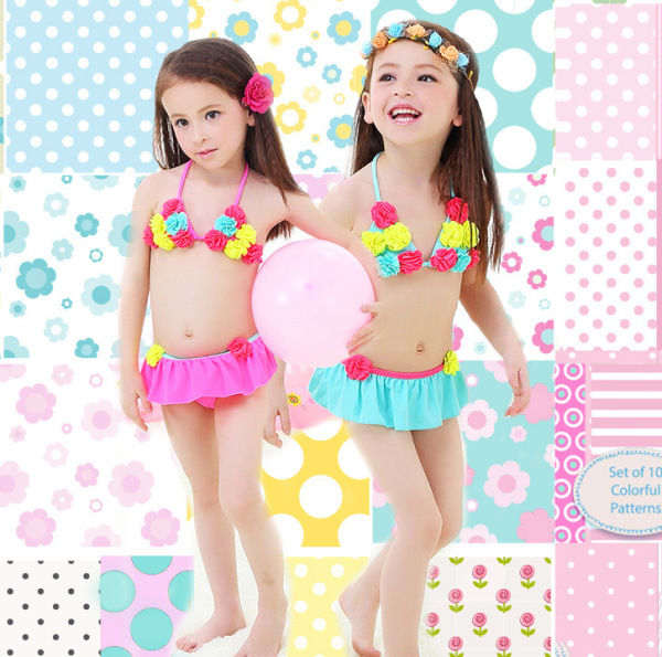 Children's cute split swimwear for students