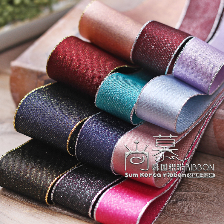 韩国进口织带 金银丝金纬带发饰DIY材料金边丝带礼盒礼品包装丝带