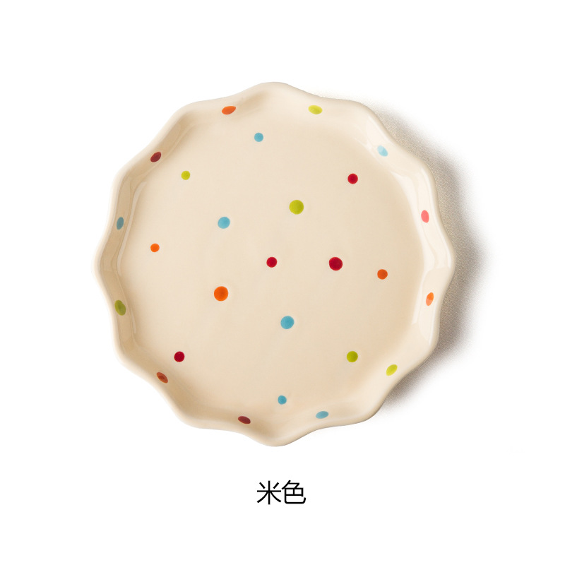 베이지+컬러 도트