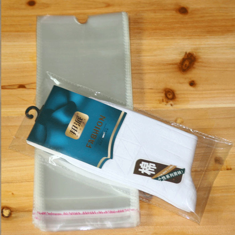 透明塑料袋 不干胶自粘opp袋子女款男款半圆孔棉袜opp 自封袋