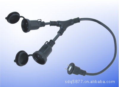 供应两极带软线连接器 FLD-2F2A一拖二插头电源插头