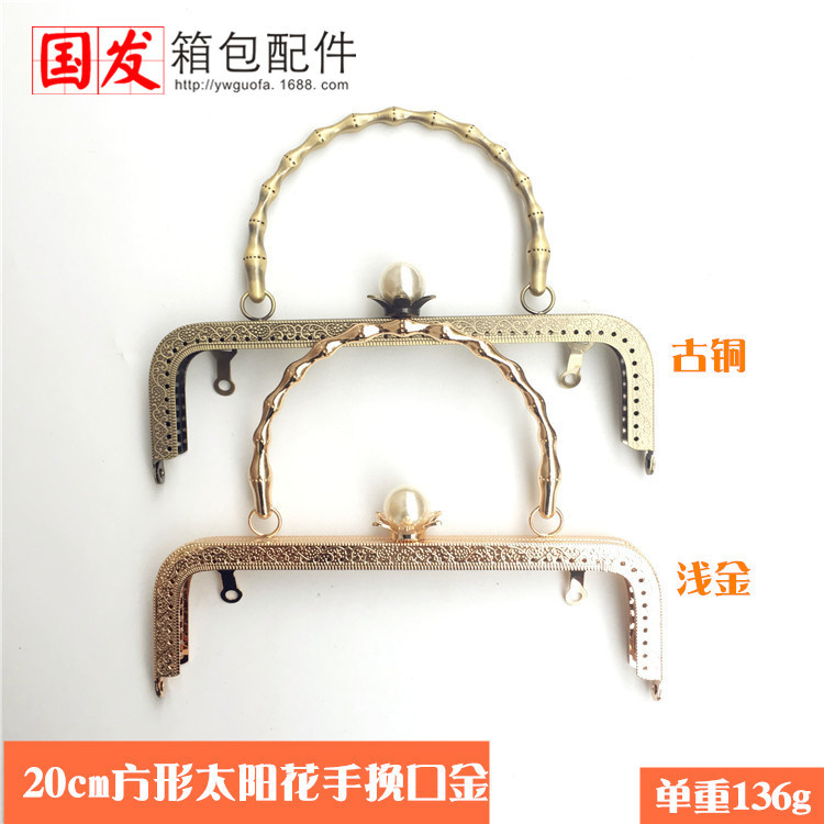 20cm cuadrada cabeza de perla en relieve bambú brazalete oro sol clavos de perla brazalete de bambú