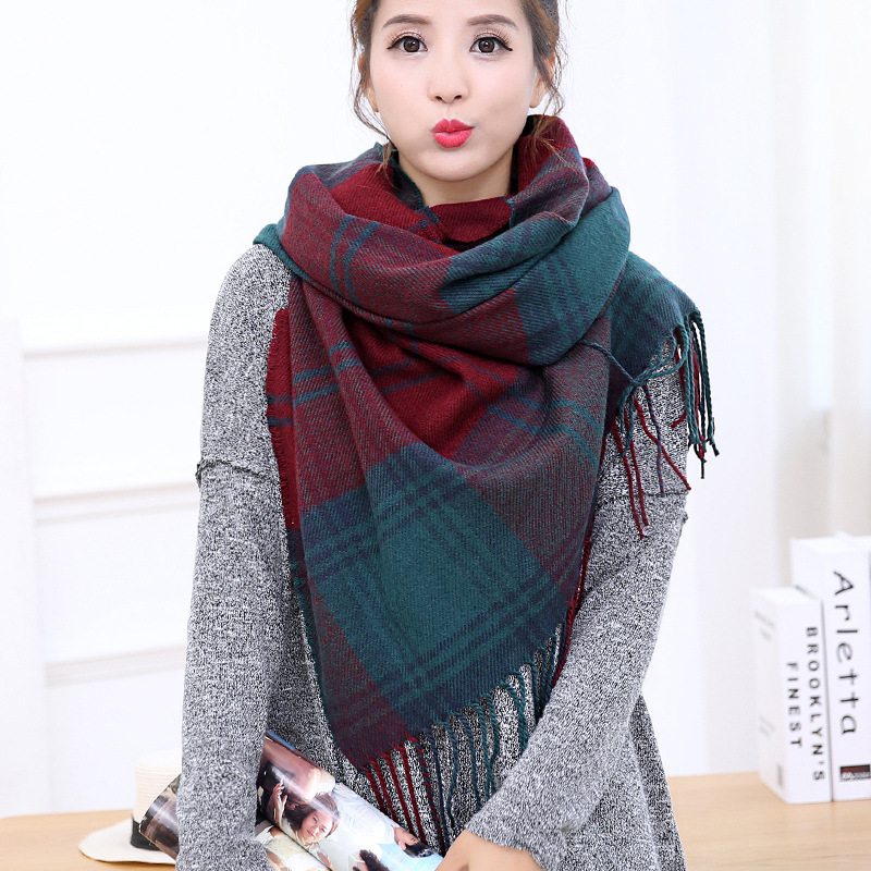 韩版毛线围巾女秋冬季加厚超长款仿羊绒披肩两用学生保暖围脖批发